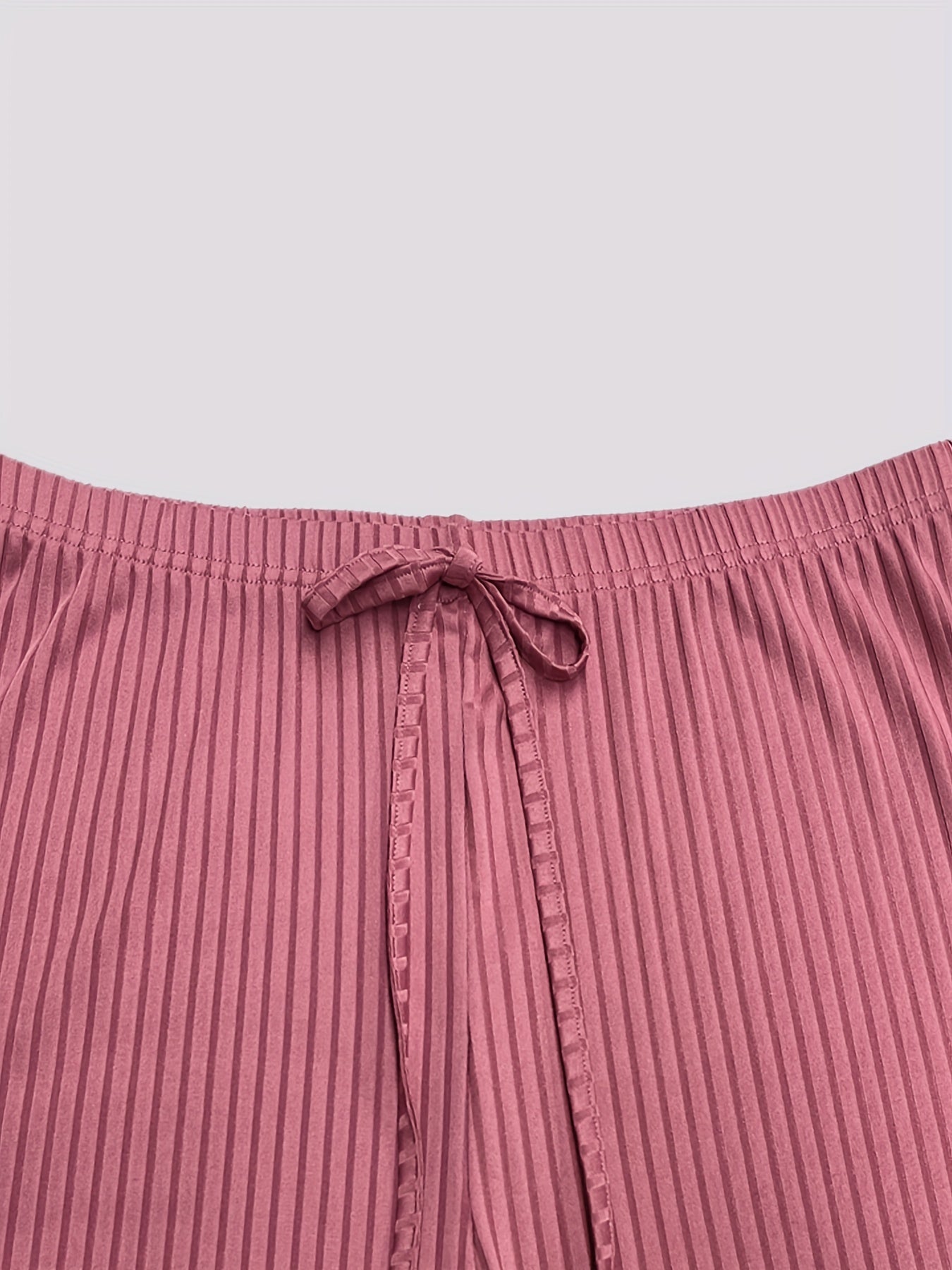  Solid Ribbed Knit Tie Front Shorts