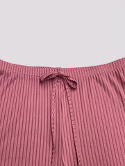  Solid Ribbed Knit Tie Front Shorts