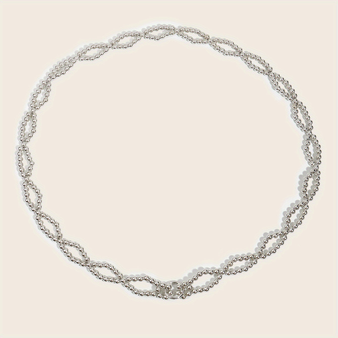 Silvery Beaded Waist Chain Classic Metal Belt Dress Girdle Body Jewelry Women