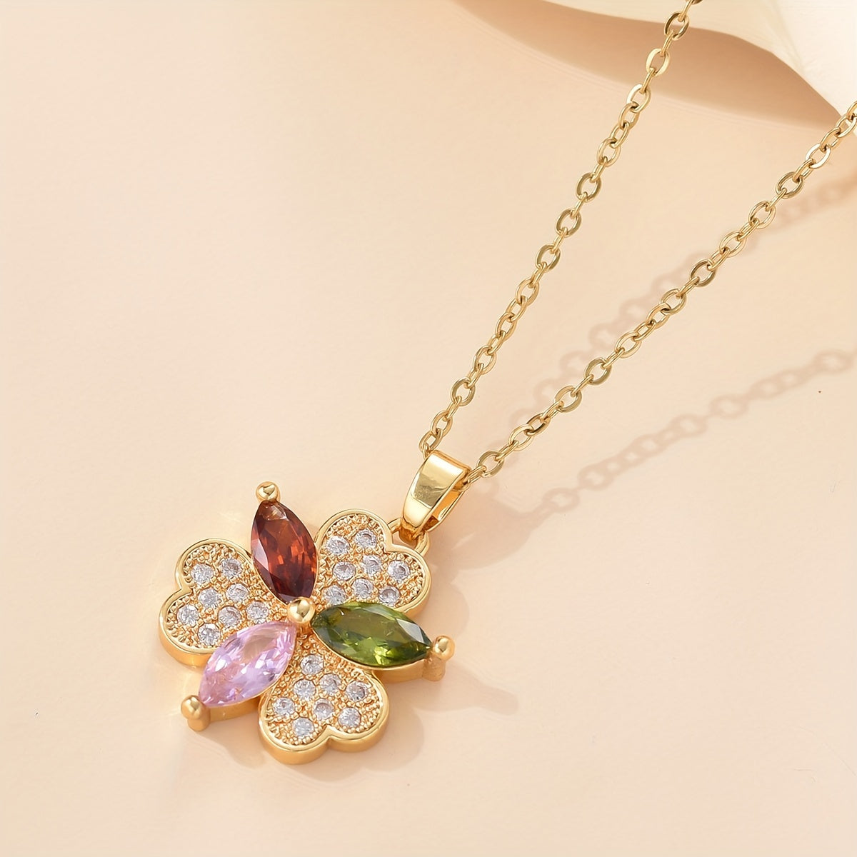 Heart Shape CZ Pendant Necklace, Party Jewelry