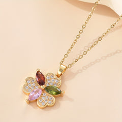 Heart Shape CZ Pendant Necklace, Party Jewelry