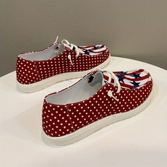 Women's Star & Striped Canvas Shoes Lace Up Lightweight Independence Shoes
