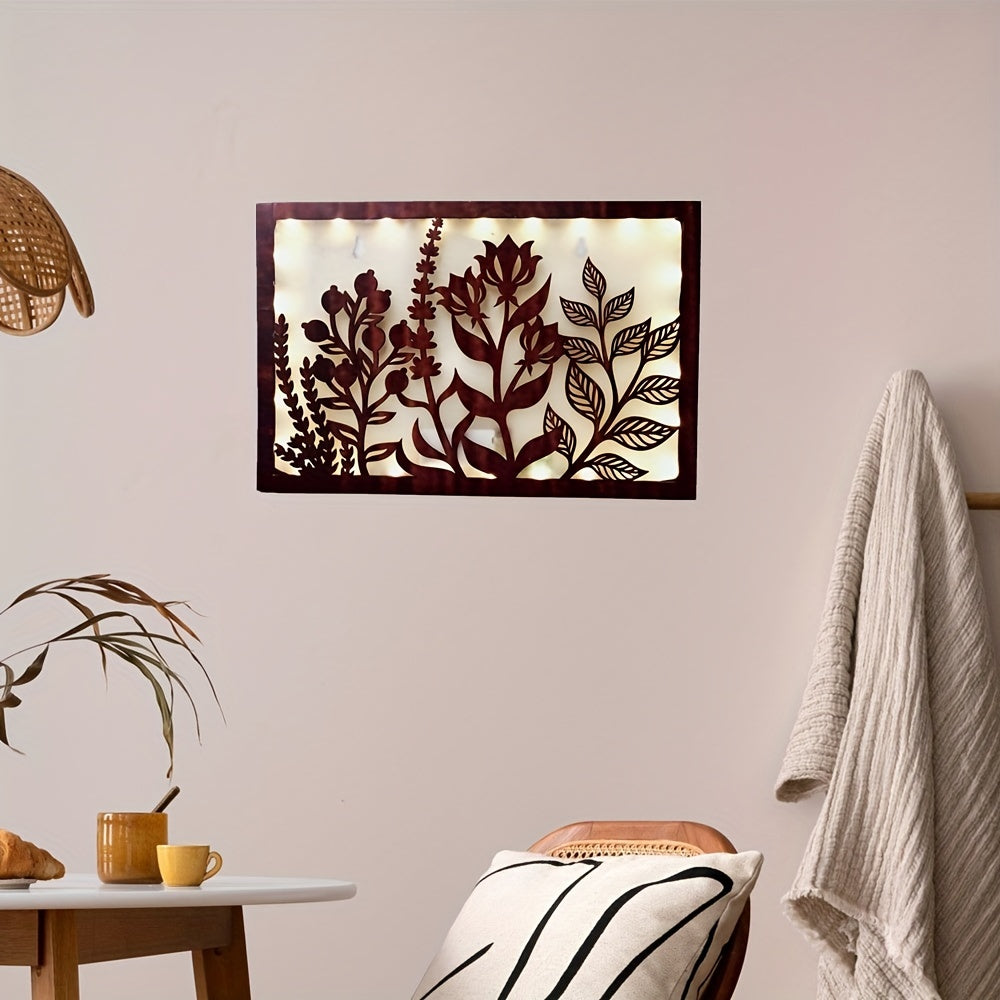 Timing Function LED Light Lucky Flower Wood Hanging Sign