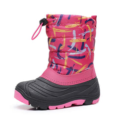 Boy's High Top Snow Boots with Side Zipper Warm Non Slip Thermal Shoes