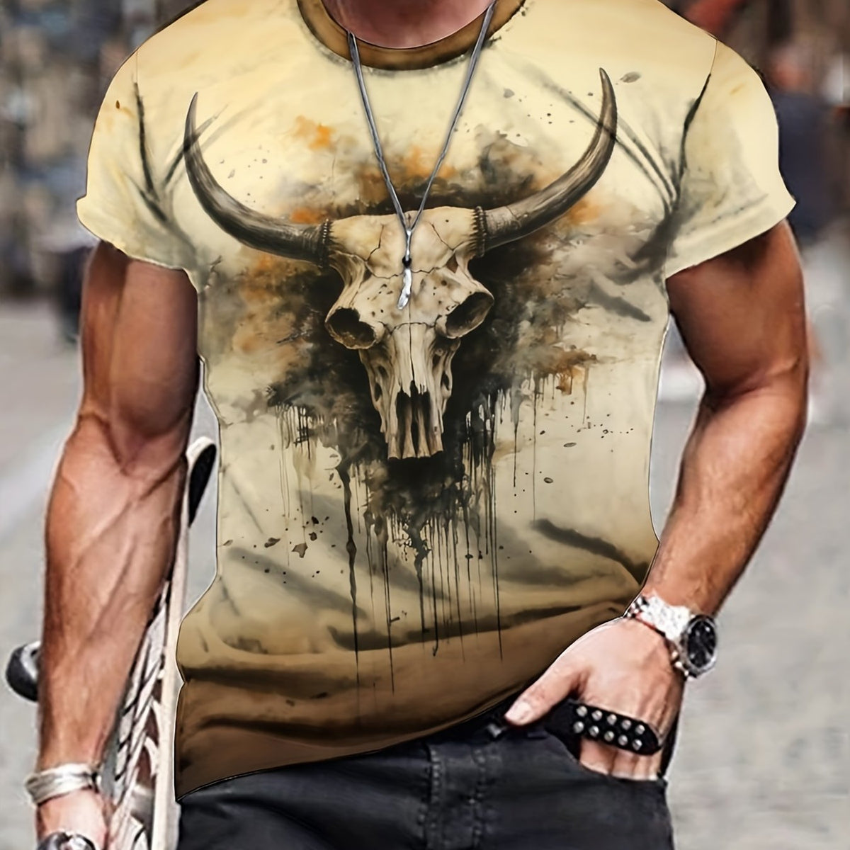 Men's Deer Skull Graphic T shirt Active 3D Print Tee For Outdoor