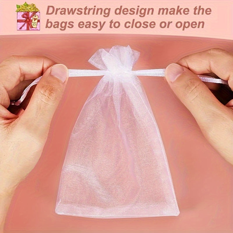 10pcs Transparent Organza Bag Wedding Gift Drawstring Soap Makeup Gauze Gift Bag