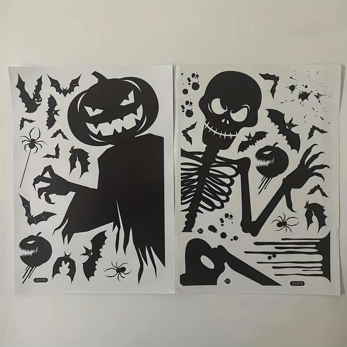 2pcs Halloween Window Stickers Pumpkin Skull Static Stickers