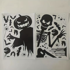 2pcs Halloween Window Stickers Pumpkin Skull Static Stickers