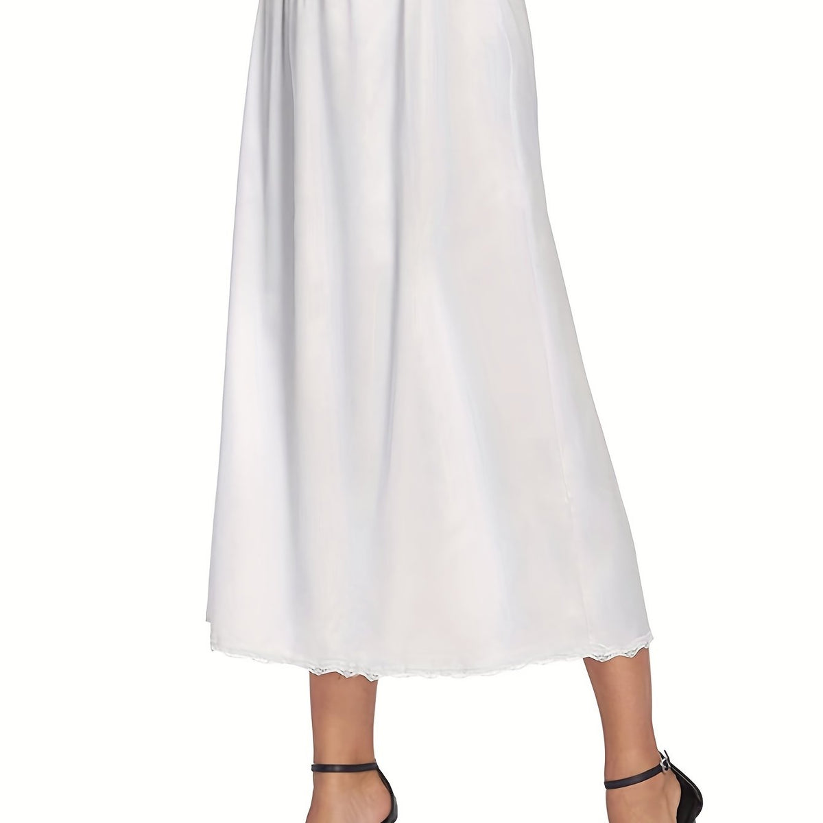 Lace Trim Midi Skirt Casual Solid Skirt Women's Clothing