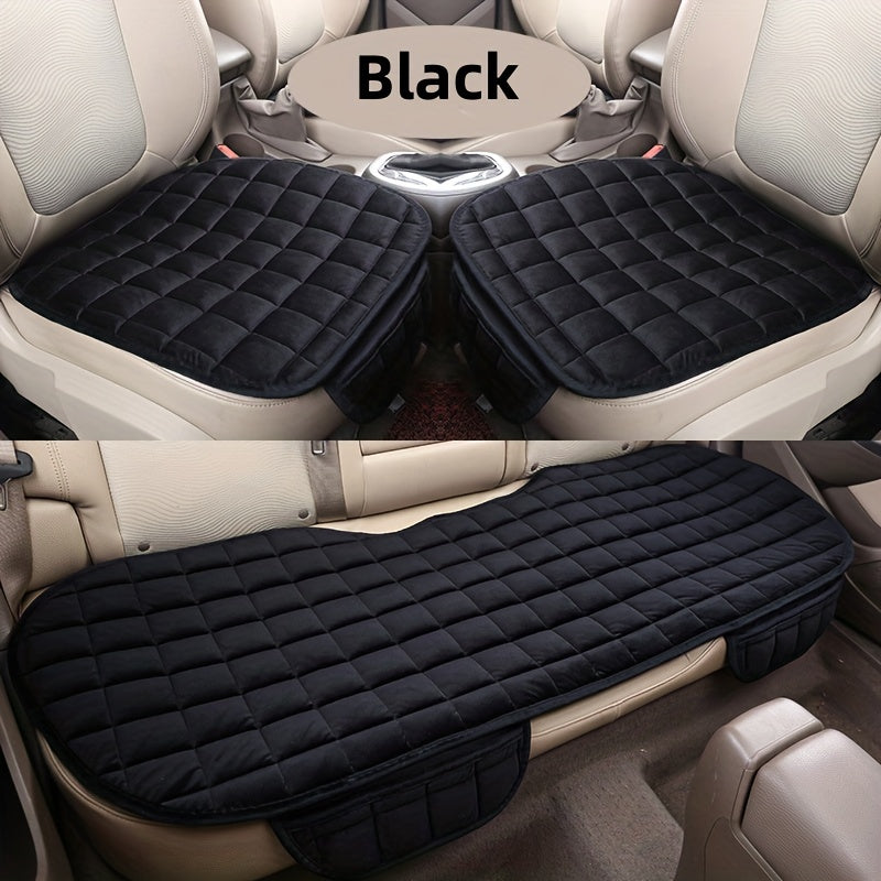 Checkered Thickened Car Cushion Pads Front Rear Seat Covers 1 2 3 Pack