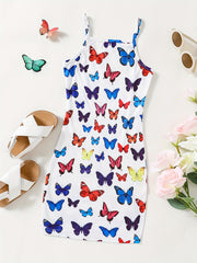 Girls Butterfly Tie Dye Cami Dress for Party Holiday