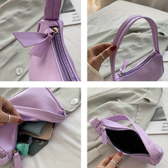 Minimalist Baguette Bag Women's PU Leather Underarm Purse Shoulder Bag