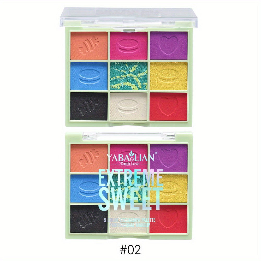 9 Colors Eyeshadow Palette Rainbow Pearly Matte Finish