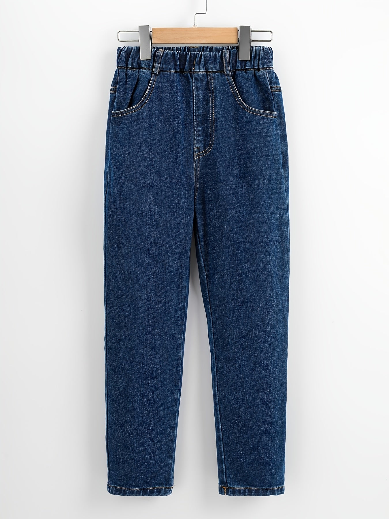 Girls Fit Jeans Solid Elastic Waist Pants Kids Clothes