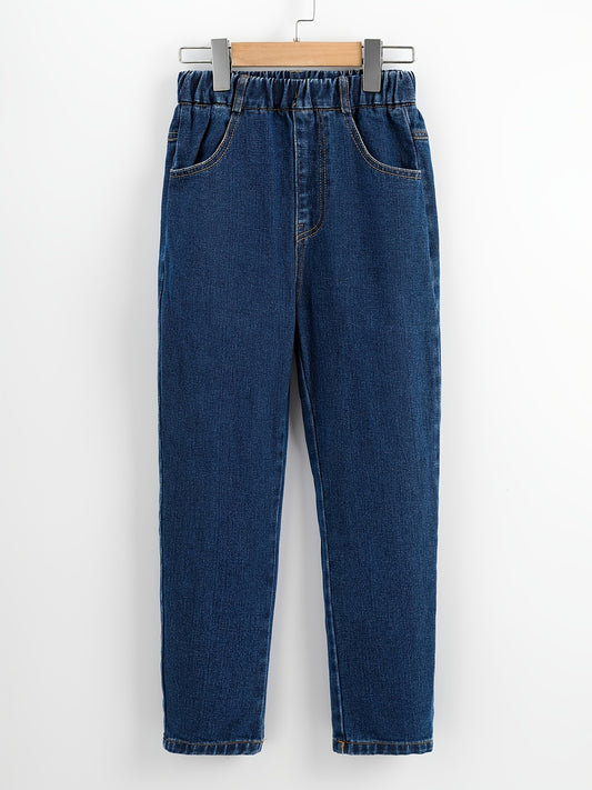 Girls Fit Jeans Solid Elastic Waist Pants Kids Clothes