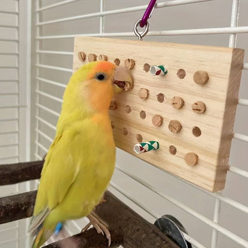 Bird Chewing Toy Hanging Wood Keyboard Toy For Training Intelligence