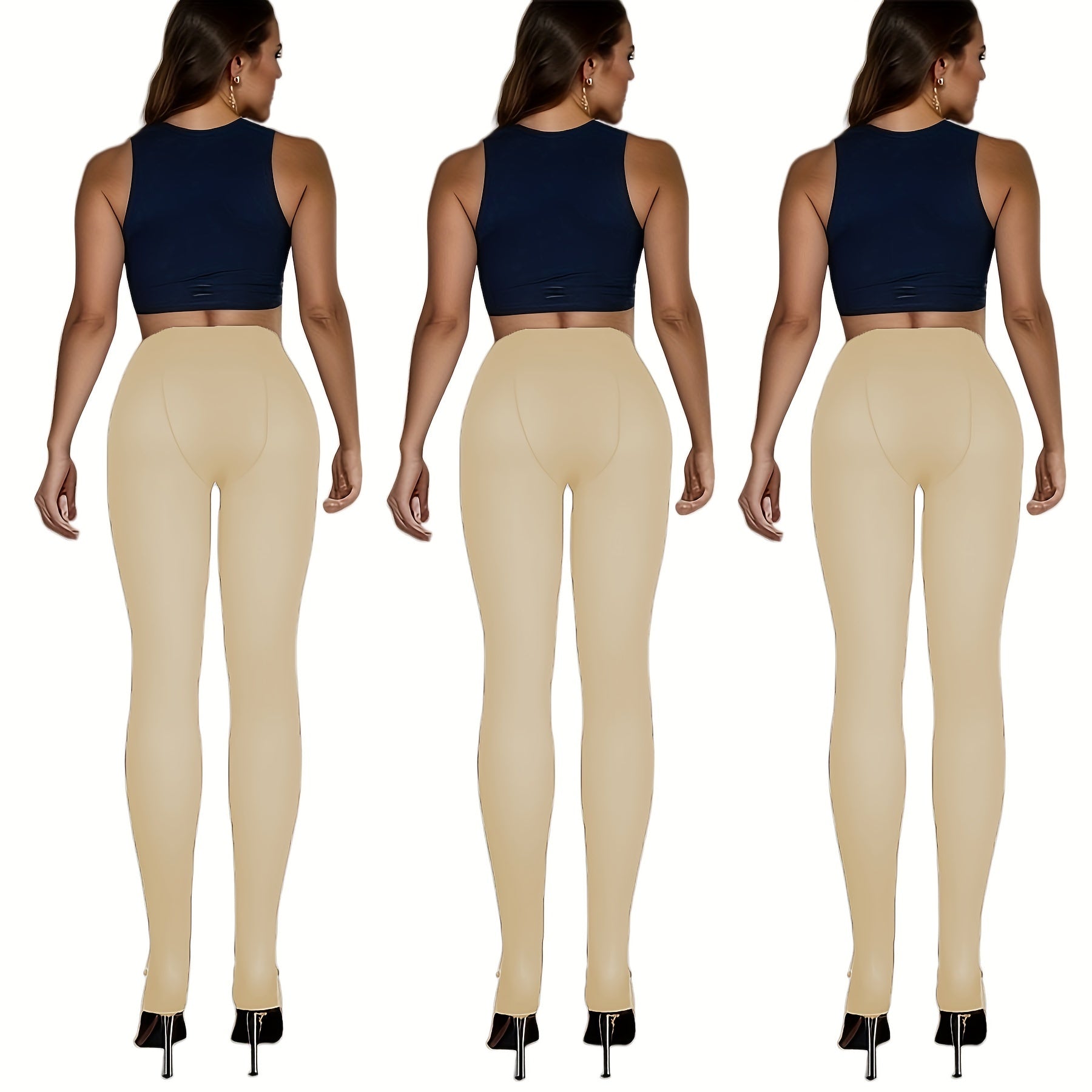 3 Pack Opaque Slim Pantyhose High Waist Footed Women's Stockings