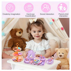 44pc Princess Tea Party Set with Pretend Plastic Teapot Role Playing Toys