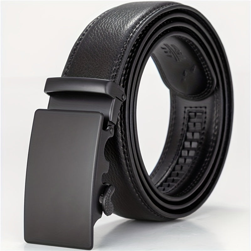 Men's Leather Belt Automatic Buckle Business Waist Strap