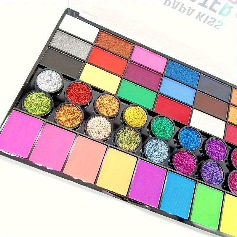 42 Vibrant Face & Body Paint Kit Glitter Palette for Holidays & Parties