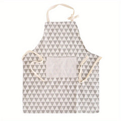 Fashionable Geometric Plaid Linen Apron with Pocket