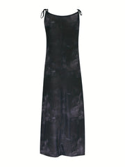  Rose Print Tie Shoulder Maxi Cami Dress