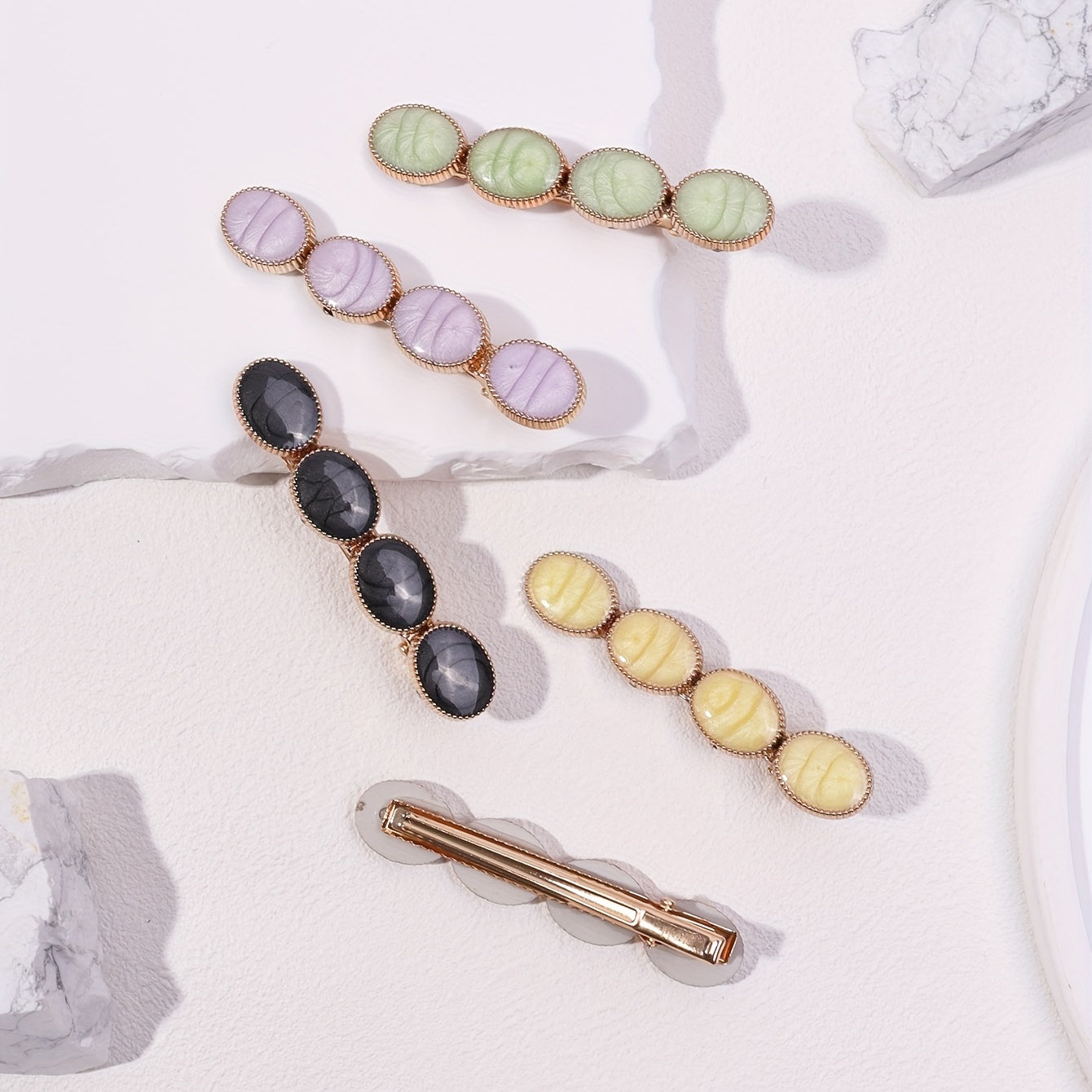 5pcs Hair Clips Marbling Bobby Pin Hair Slides Non Slip Hair Decoration