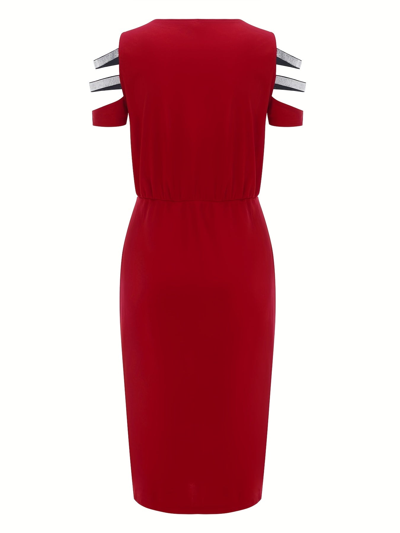 Solid Cut Out Dress Zipper Ruched Bodycon Summer Dress Women's Clothing