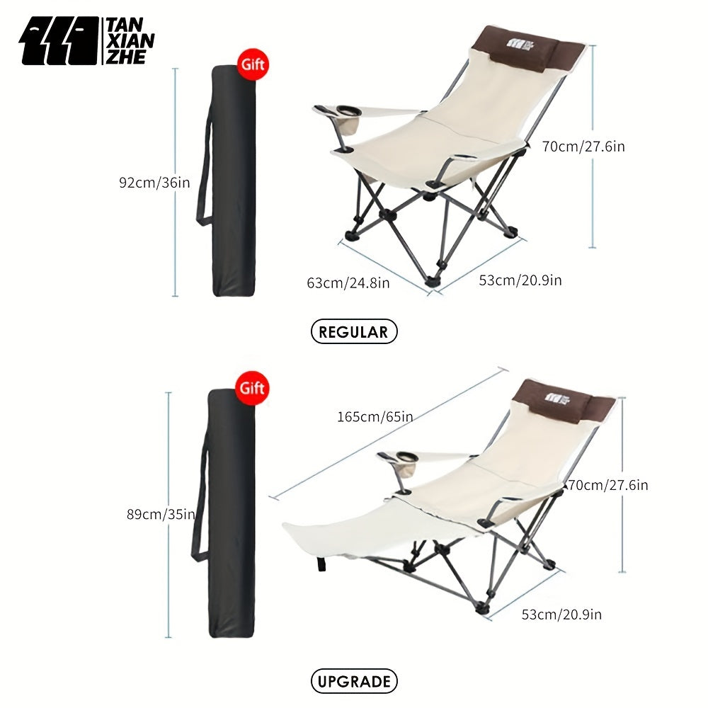 Compact Folding Camping Chair with Footrest and Cup Holder