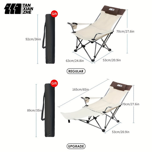 Compact Folding Camping Chair with Footrest and Cup Holder
