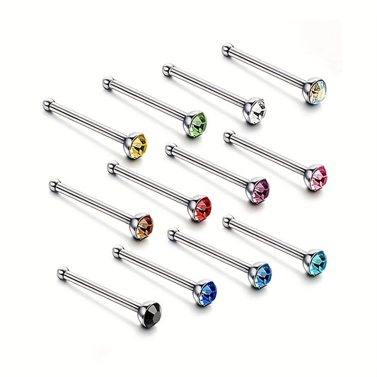 60 Pcs 1.8mm Stainless Steel Nose Stud Ring Nose Piercing Kit