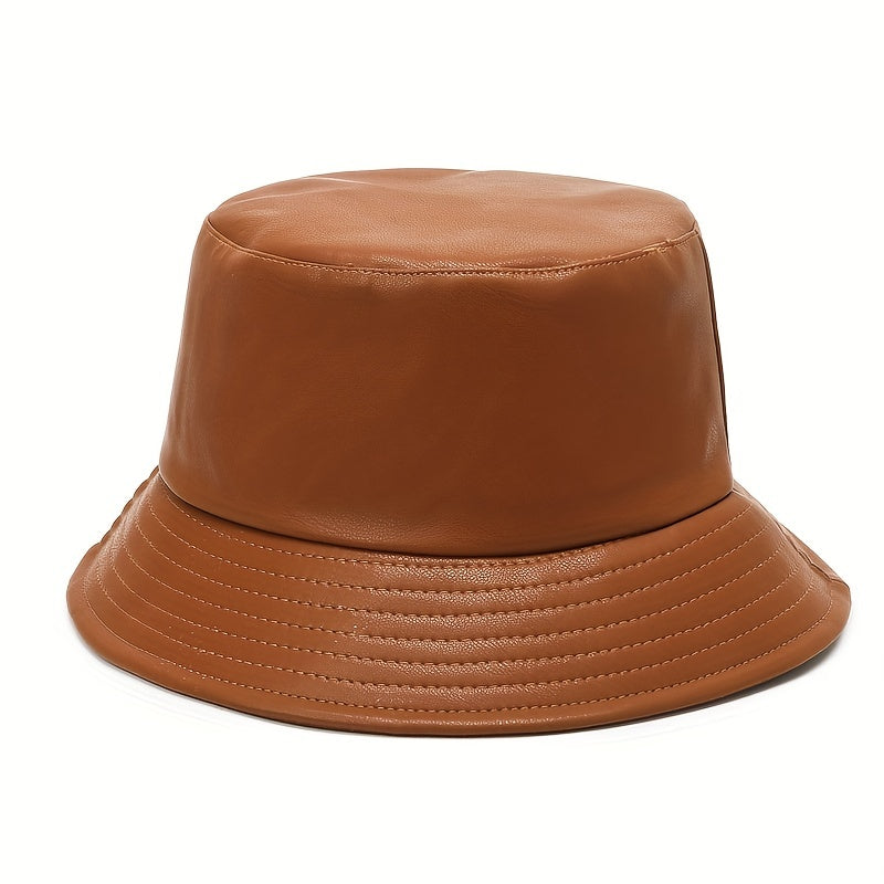 Soft Waterproof PU Bucket Hat Solid Basin Hat Lightweight Unisex Fisherman Cap