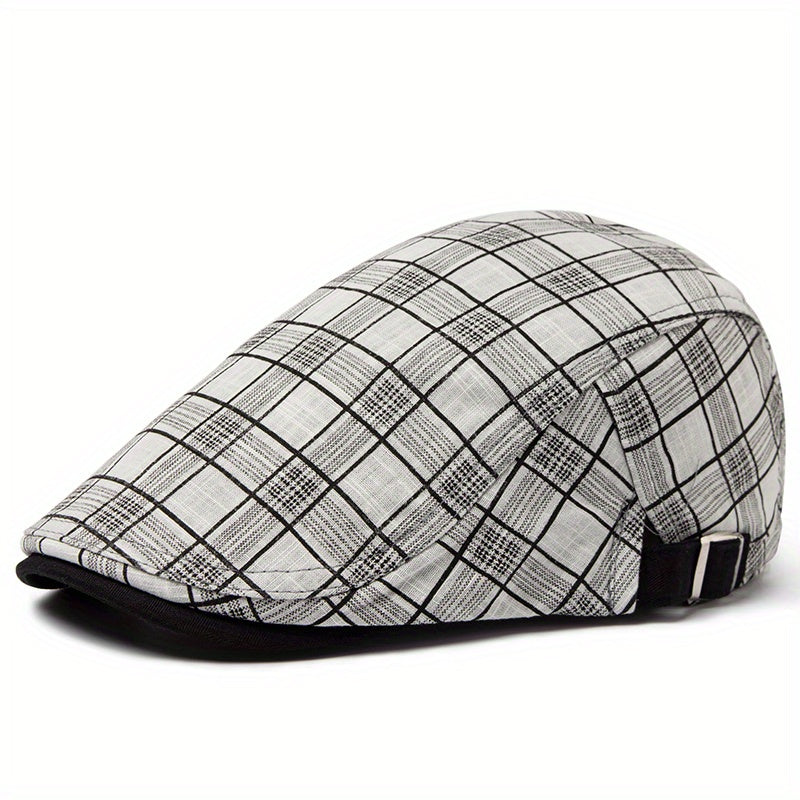 Men's Plaid Retro Linen Sun Visor Beret