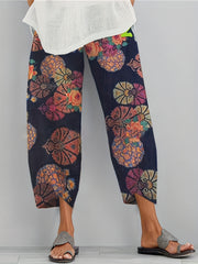  Boho Pants Women's Plus Floral Print Elastic Waist Pants