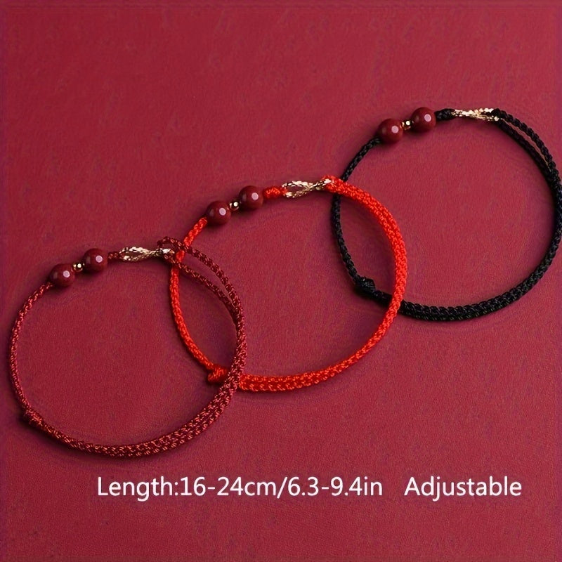 Red String Cinnabar Beads Good Luck Bracelets for Women Men