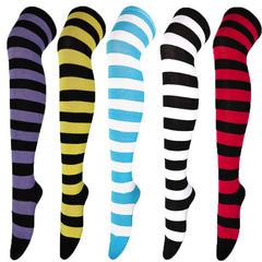 Striped Thigh High Socks Cosplay Over The Knee Stockings