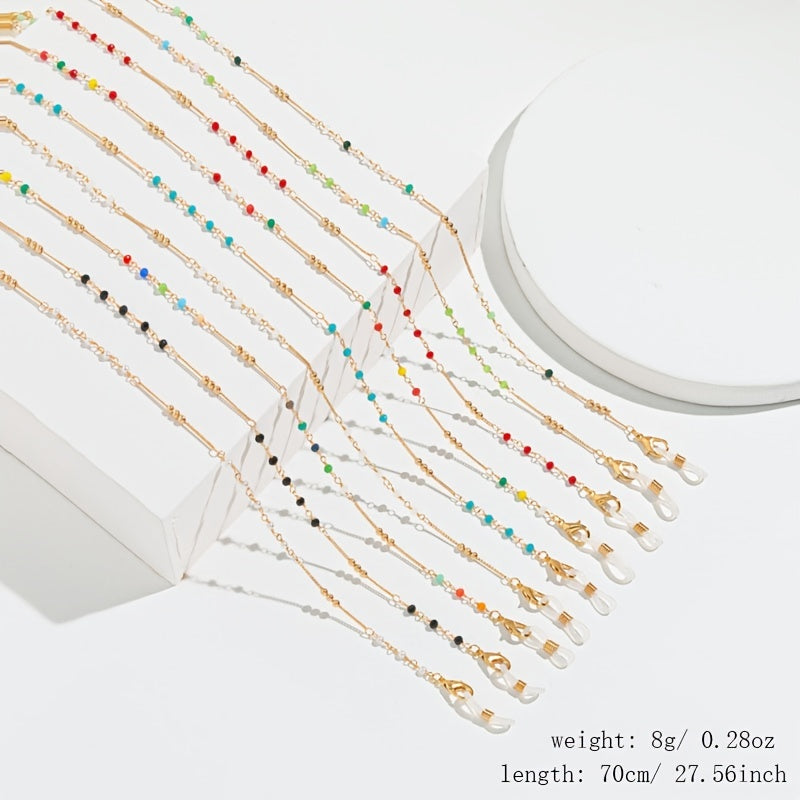 Colorful Crystal Glasses Chain Beaded Mask Chain Alloy Glasses Holder