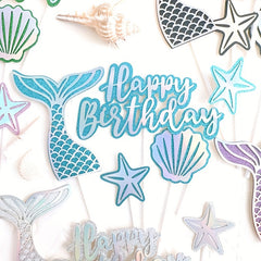5pcs Happy Birthday Mermaid Cake Decoration Set