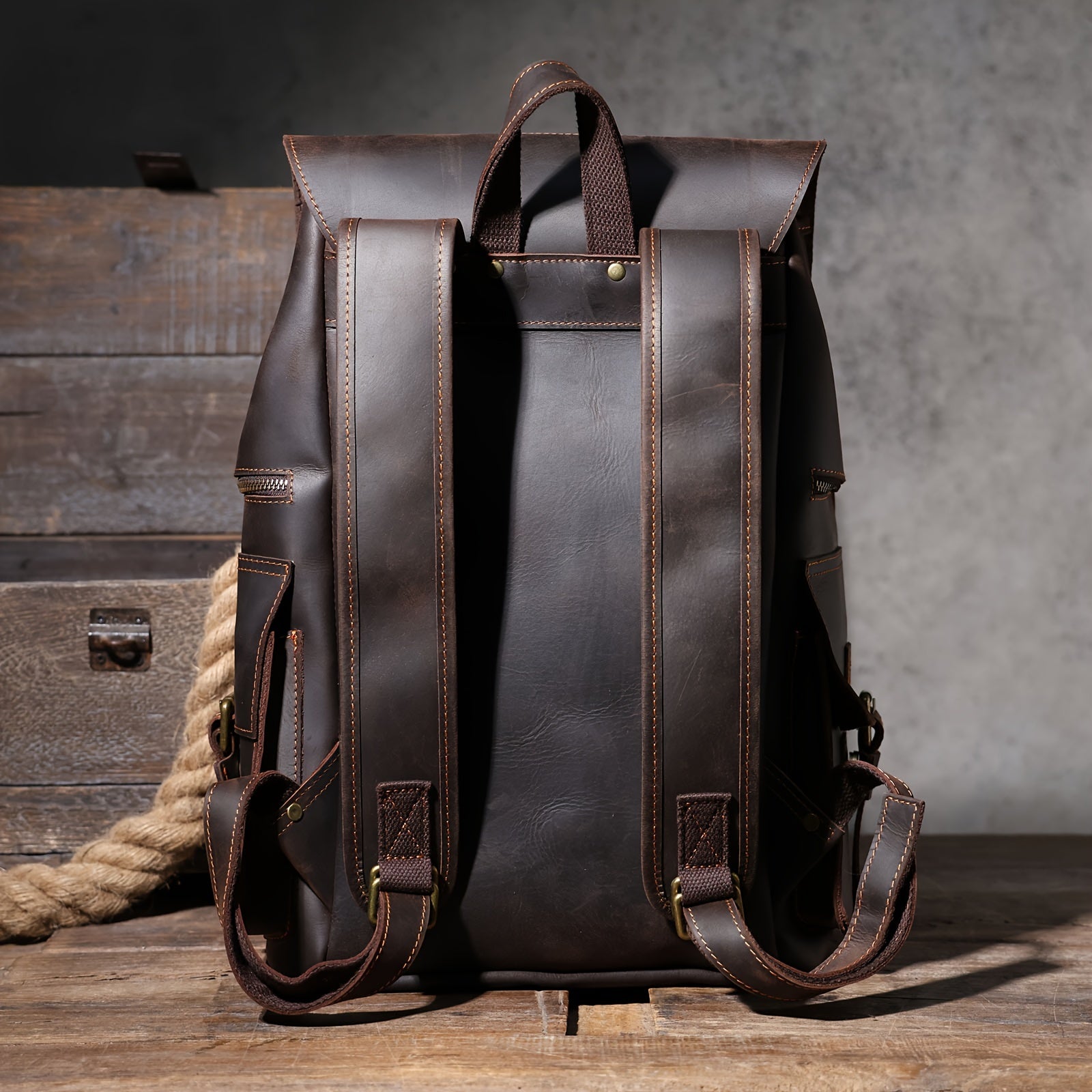 Leather Vintage Backpack For Men Travel Backpacks Large Capacity Backpack