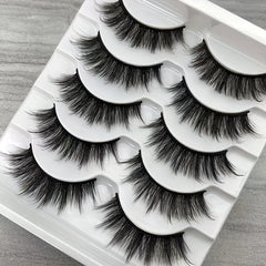 3D False Eyelashes Chemical Fiber Natural Bushy Lashes 5 Pairs