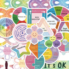 60pcs Calming Sensory Stickers for Phone Case Luggage Tablet Holiday Graffiti