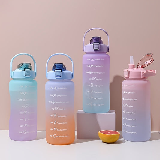 Gradient Straw Water Bottle 3 Pack Outdoor Fitness Cup School Travel