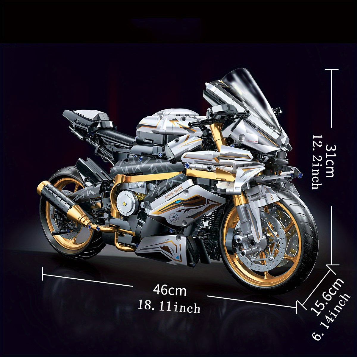 Platinum Motorcycle Building Blocks Model Easy Assembly Perfect Gift