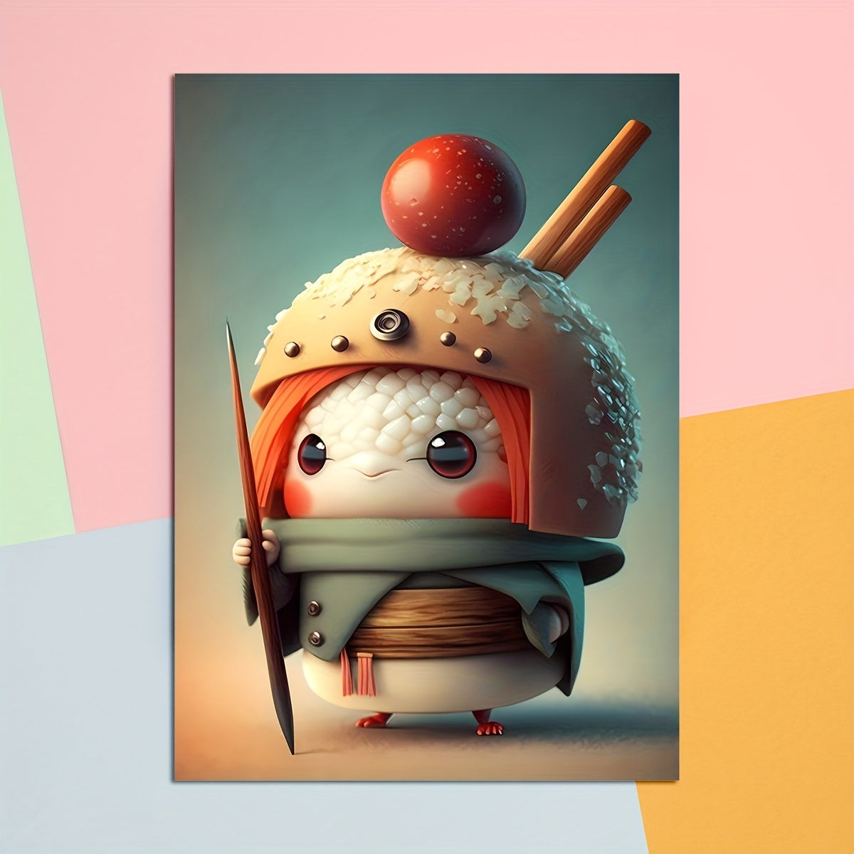 Adorable Cartoon Sushi Soldier Wall Sticker Waterproof
