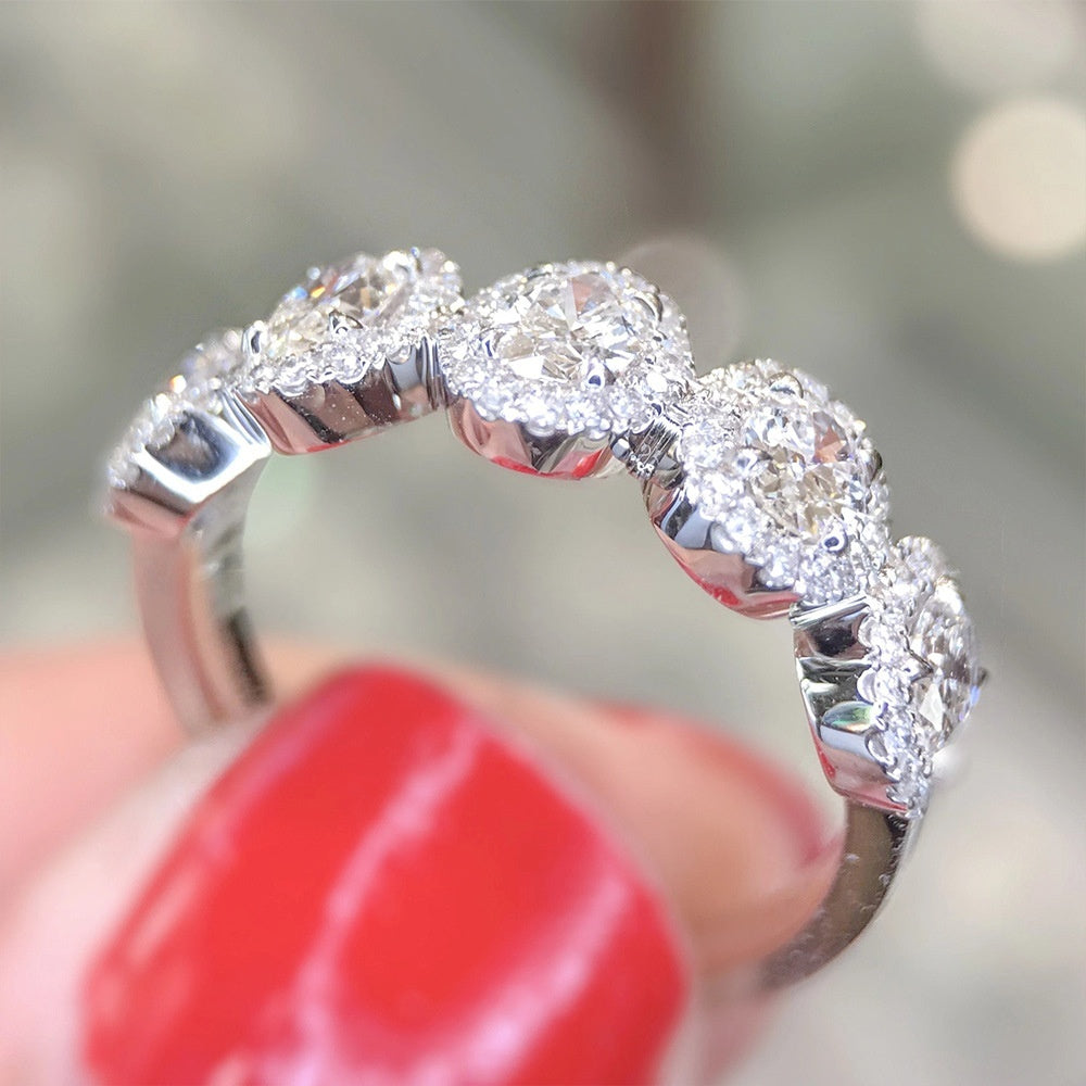 Zircon Inlaid Round Promise Ring for Women Bridal Proposal Jewelry