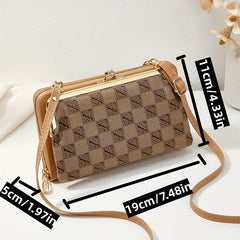 Vintage Plaid Shoulder Bag Kiss Lock Purse Detachable Strap