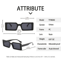90s Narrow Frame Square Sunglasses Vintage Rectangle Sun Glasses