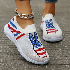 Women's Victory Gesture Graphic Walking Shoes Patriotic Casual Sneakers