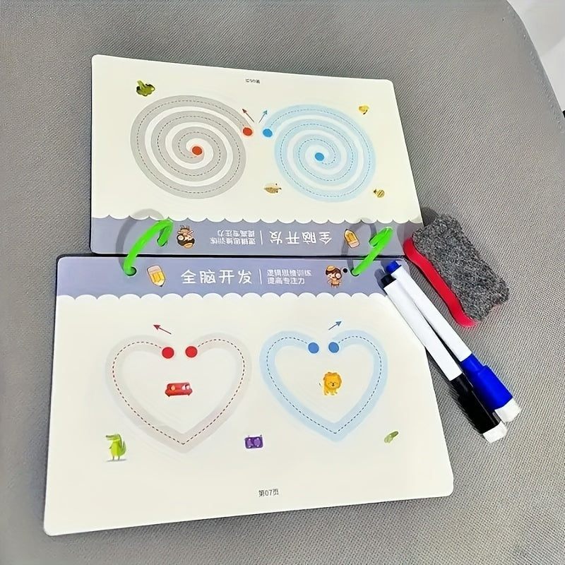 Educational Writing Set with 34 Pages, 2 Erasable Pens, and Grip Practice Book