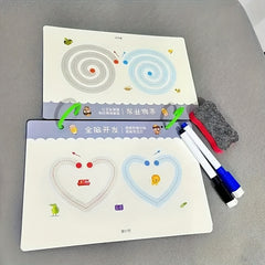 Educational Writing Set with 34 Pages, 2 Erasable Pens, and Grip Practice Book
